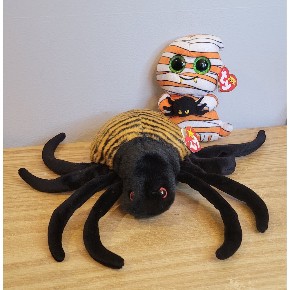 Ty Halloween Plush Lot Spinner Spider Beanie Buddy Mumford Mummy Ghost Boo NWT